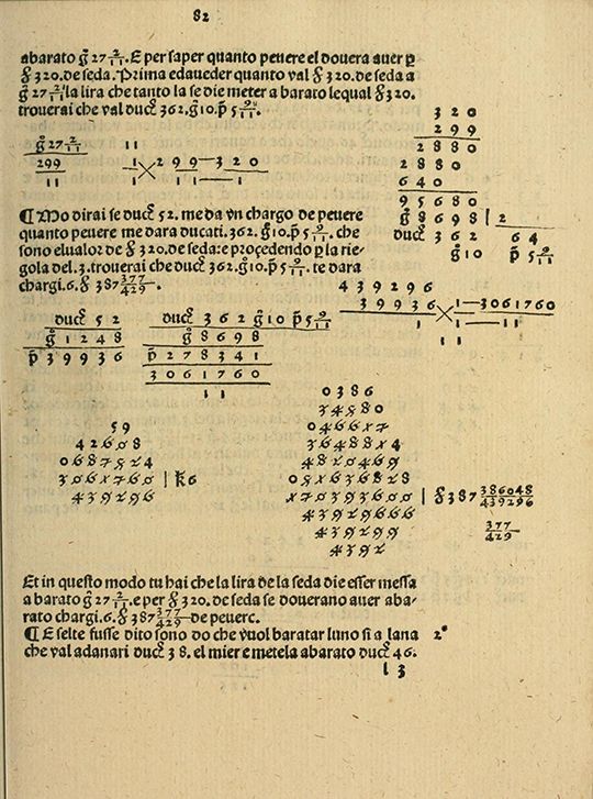 Mathematics of bartering from Borghi's Arithmetic (1484).