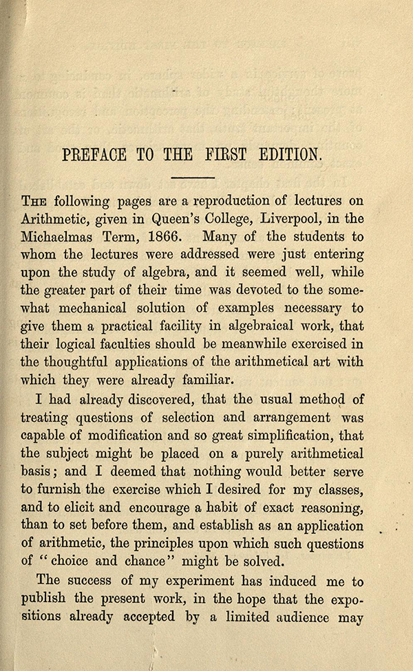 First page of Preface for Choice and Chance, 2nd Edition, 1870 by William Whitmore