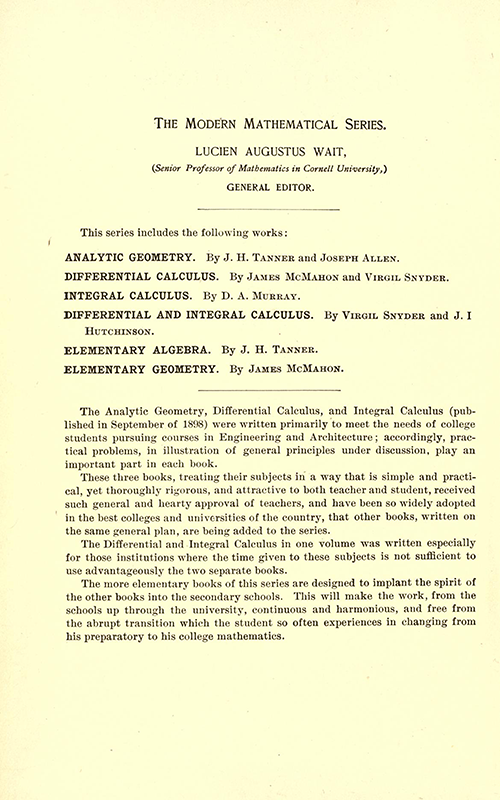 Information page for The Modern Mathematical Series, published by the American Book Company