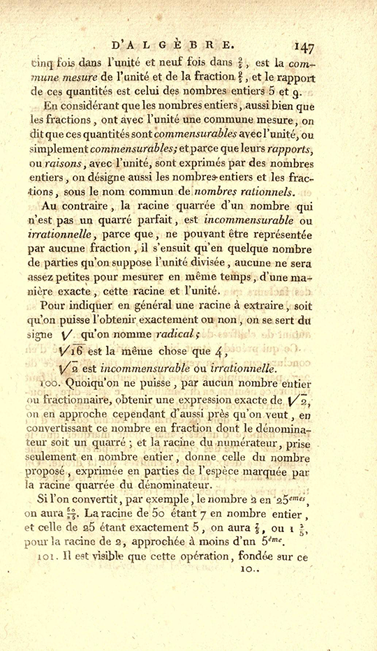 Page 147 of 1825 printing of Lacroix's Elements of Algebra.