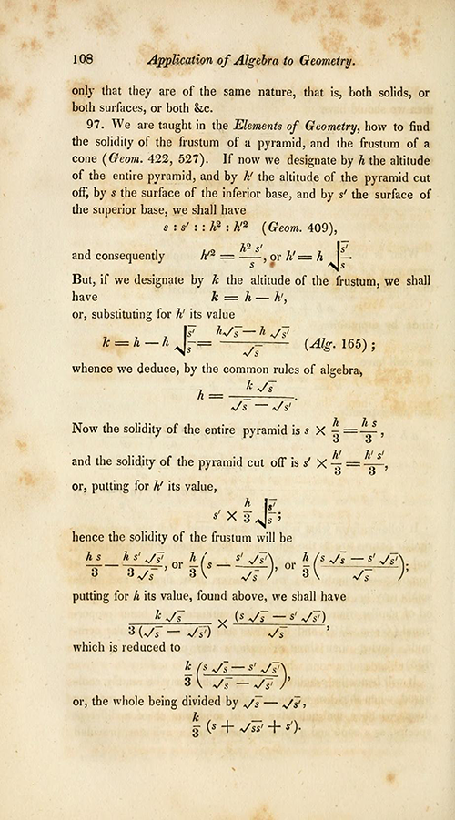 Page 108 of Farrar's translation of Bézout's and Lacroix's trigonometry textbook.