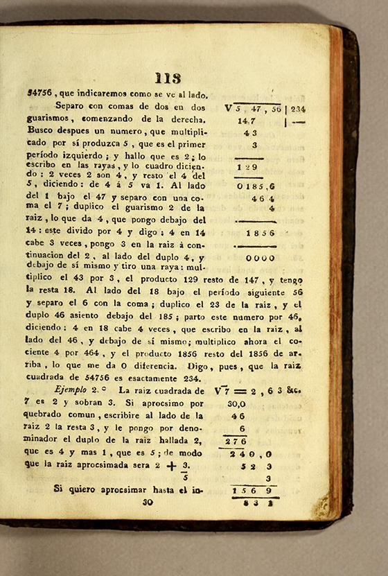 Page 113 of Manuel Ayala's 1832 Elementos de matematicas.