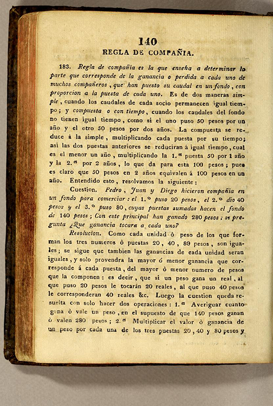 Page 140 of Manuel Ayala's 1832 Elementos de matematicas.