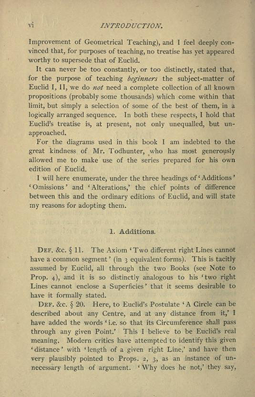 Second page of Introduction to Euclid Books I, II, second edition by Charles Dodgson, 1883