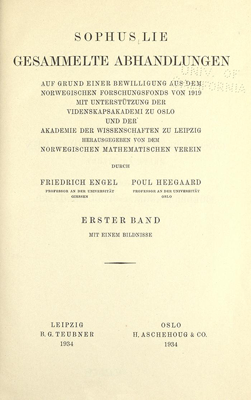 Title page from volume I of Gesammelte Abhandlungen, 1934