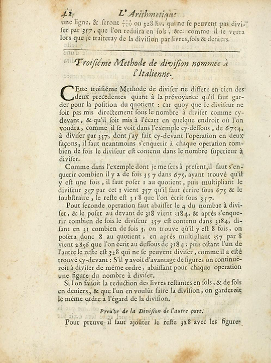 Page 42 of 1690 edition of The Arithmetic in its Perfection.