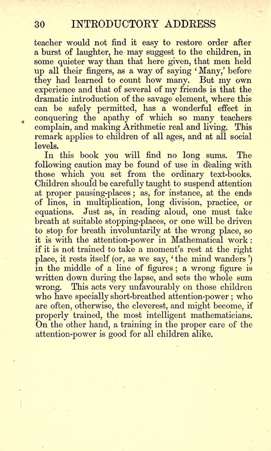 Second page of "Introductory Address" from Lectures on the Logic of Arithmetic by Mary Boole, 1903