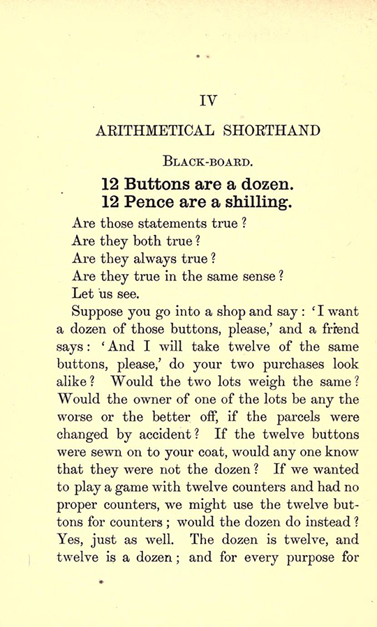 First page of Chapter IV from Lectures on the Logic of Arithmetic by Mary Boole, 1903