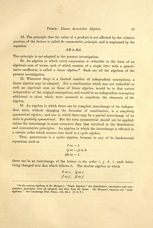 Page 11 of Linear Associative Algebra (1882) by Benjamin Peirce