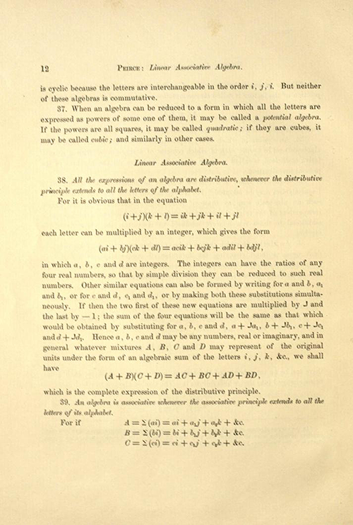 Page 12 of Linear Associative Algebra (1882) by Benjamin Peirce