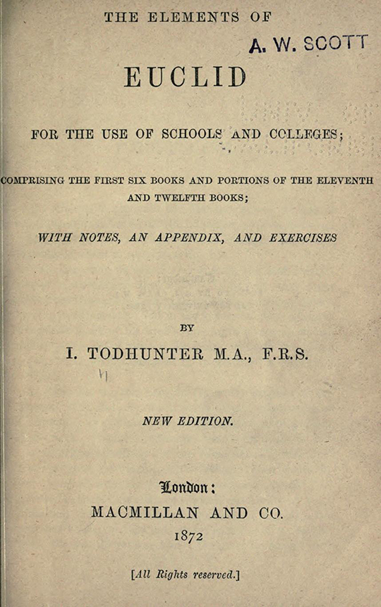 Title page of The Elements of Euclid by Isaac Todhunter, 1872