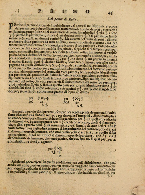 Page 45 of Pratica d’arithmetica e geometria by Lorenzo Forestani, 1682
