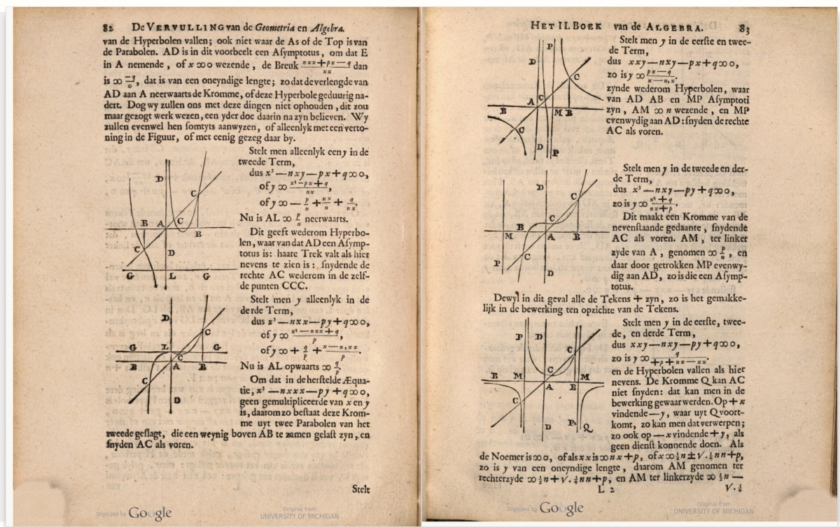 Pages 82-83 from 1708 printing of De vervulling van de geometria en algebra.