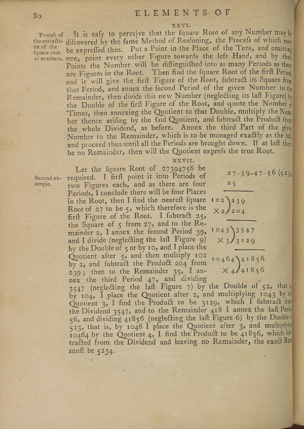 Page 80 of Joseph Fenn's 1767 algebra textbook.
