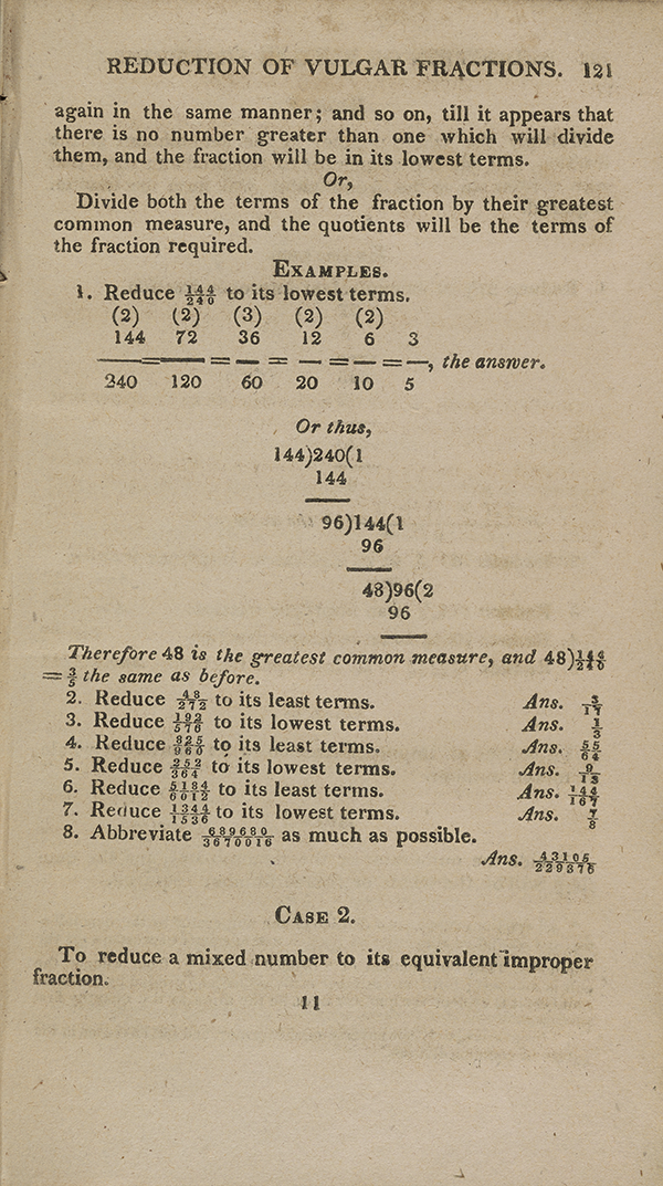 Page 121 of John Bonnycastle's arithmetic textbook.