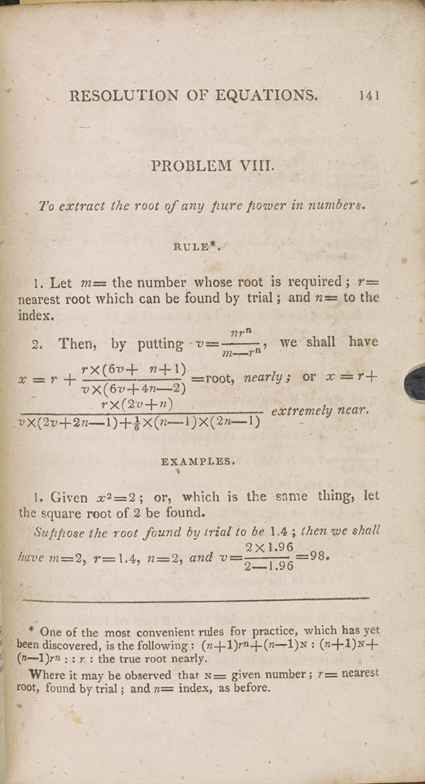 Page 141 of John Bonnycastle's algebra textbook.