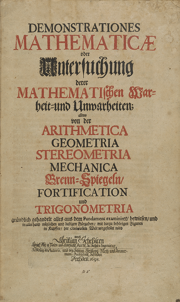 Title page for Schessler's Mathematical Demonstrations (1698).