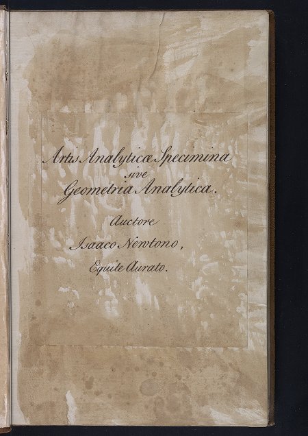 Title page for manuscript copy of Newton’s Artis analyticae specimina.