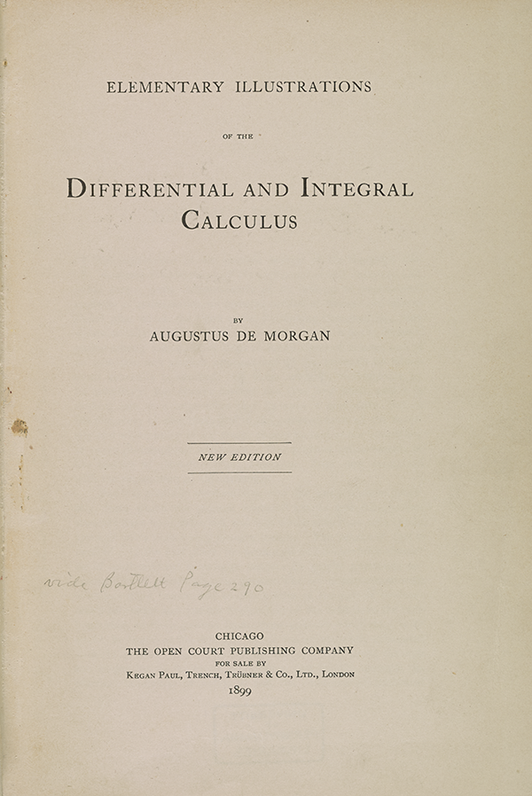 Title page of Augustus De Morgan's 1832 guide to calculus.