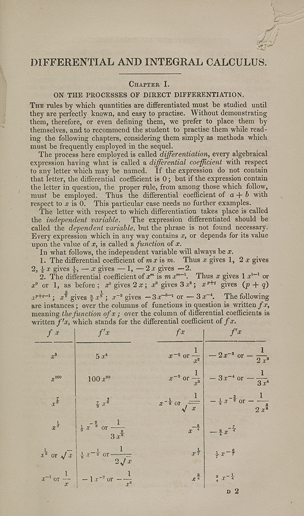 Page 117 of Augustus De Morgan's 1842 calculus textbook.