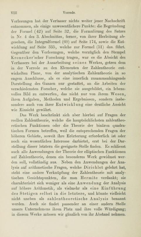 Fourth page of the preface to Die analytische Zahlentheorie by Paul Bachmann, 1894