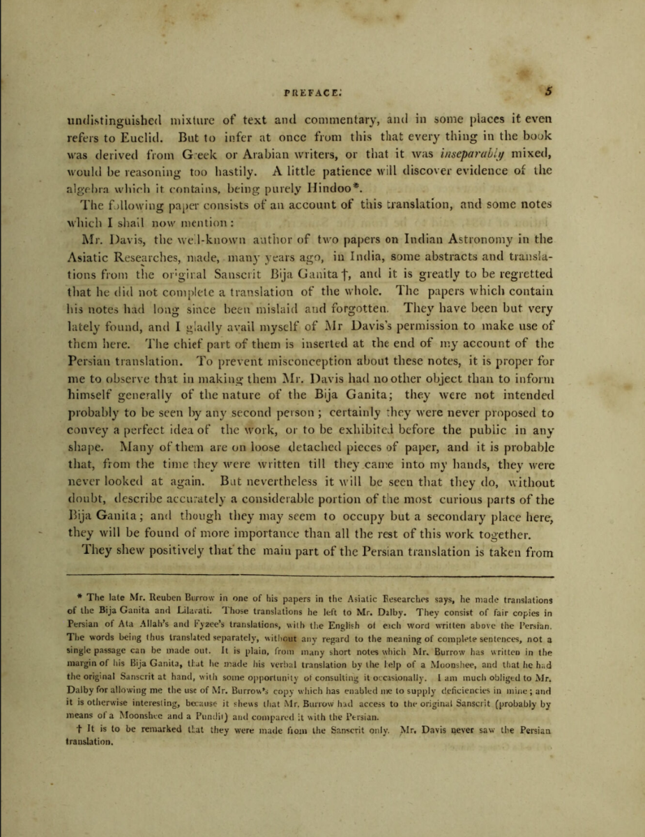 Page 5 from Edward Strachey's 1813 translation of Bhaskara's Bija Ganita.