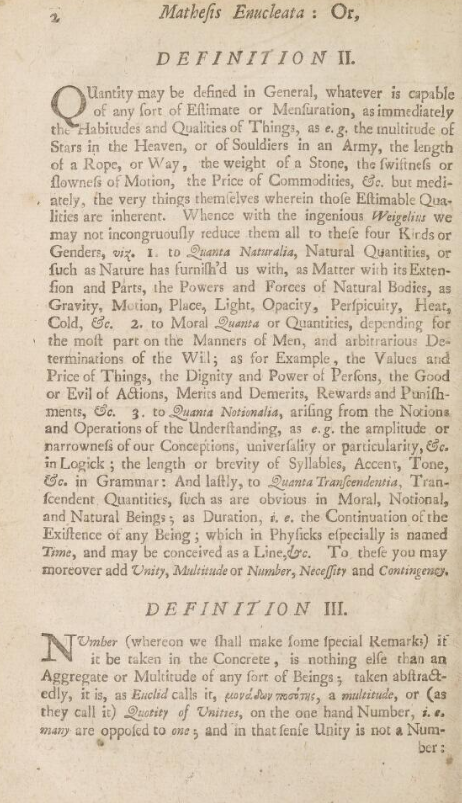 Page 2 from 1700 English translation of Mathesis Enucleata by Johann Christoph Sturm.