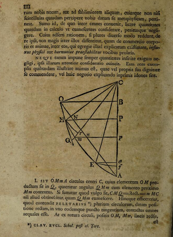 Second page of 1746 lecture by Kästner on infinitesimals.