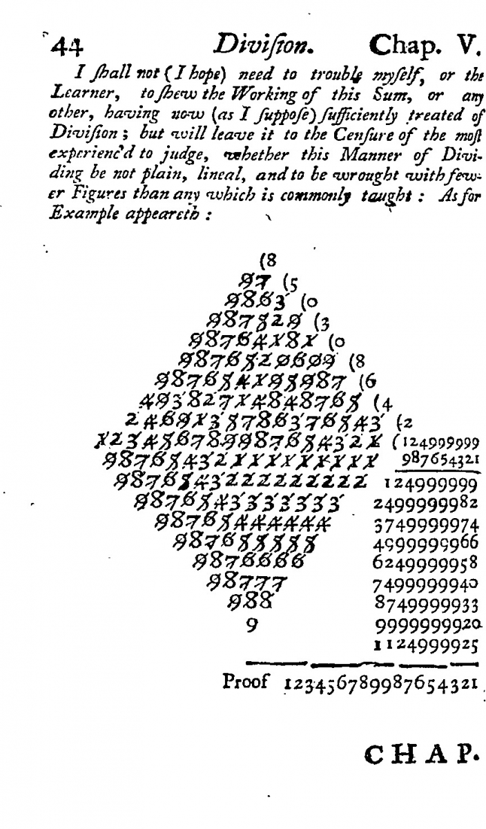 Pages 54-55 from Hodder's Arithmetic (9th edition, 1671).