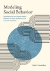 Cover of Book "Modeling Social Behavior" by Paul E. Smaldino. The design features a blue circle in the center with black vertical lines overlapping from opposite directions. At the bottom right corner is the author's name in small black text.