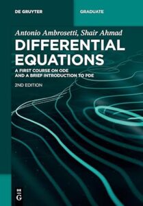 Cover of "Differential Equations" by Antonio Ambrosetti and Shair Ahmad, 2nd edition, with abstract wave-like patterns.