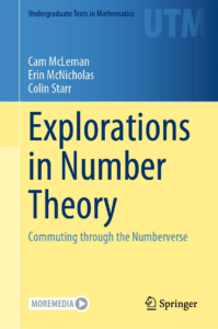 Book cover of Explorations in Number Theory. Top third of the cover is blue and the bottom two thirds is bright yellow