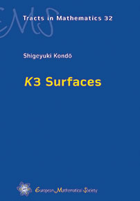 Cover of 'K3 Surfaces' by Shigeyuki Kondō, featuring a minimalist design with the title and author's name prominently displayed on a solid background.